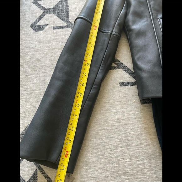 Reiss leather jacket - asymmetric zip, slate color - Picture 11 of 12